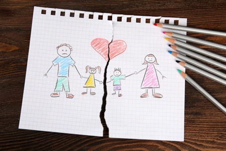 Ripped paper of family together