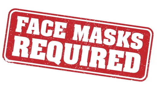 red grungy FACE MASKS REQUIRED rubber stamp or sign isolated on white vector illustration
